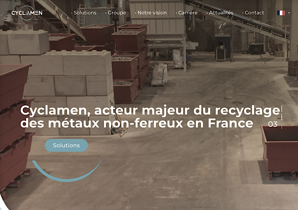 Site officiel de l'entreprise Cyclamen : présentation du projet industriel de recyclage